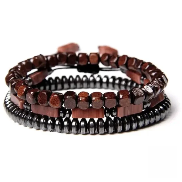 Hematite bracelet avec design ethnique