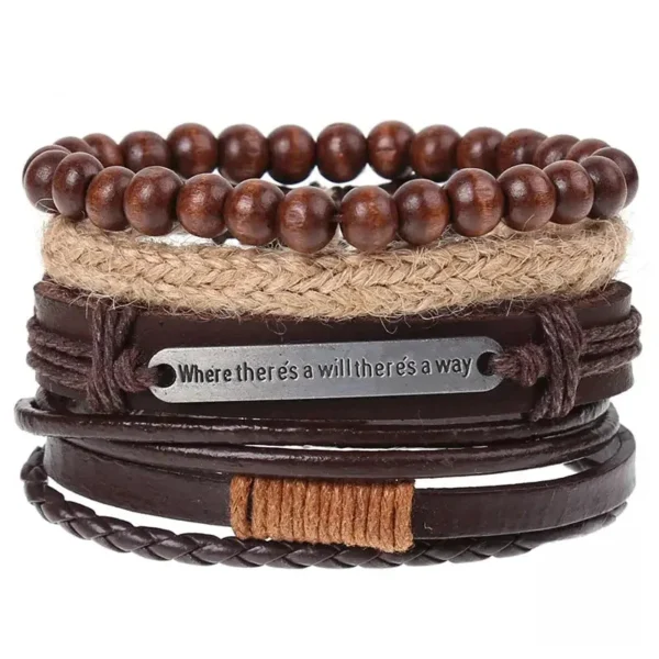 Bracelet pour homme, cuir authentique d'Afrique