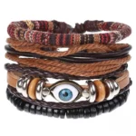 Bracelet en cuir pour homme, style ethnique