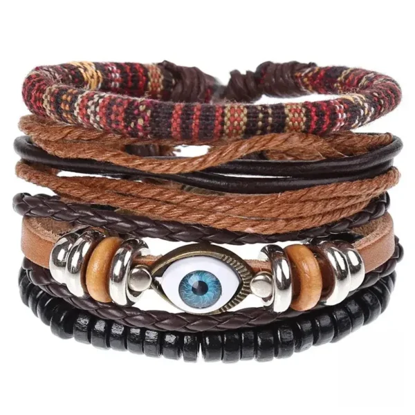 Bracelet en cuir pour homme, style ethnique