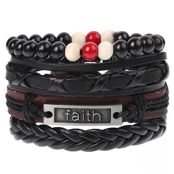 Bracelet homme en cuir, style traditionnel africain