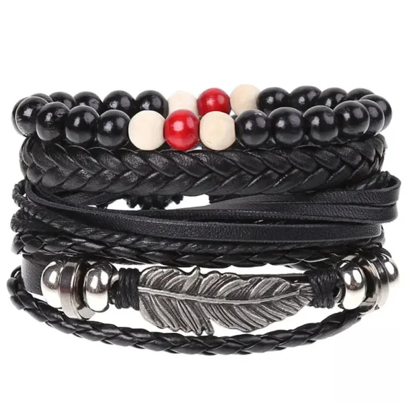 Bracelet en cuir inspiré des traditions africaines