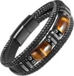 Bracelet Africain Homme en cuir avec œil de tigre