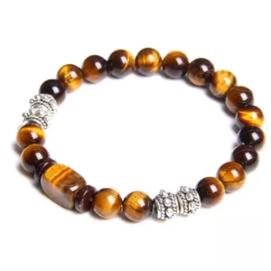 Bracelet en pierre Oeil de Tigre avec design africain