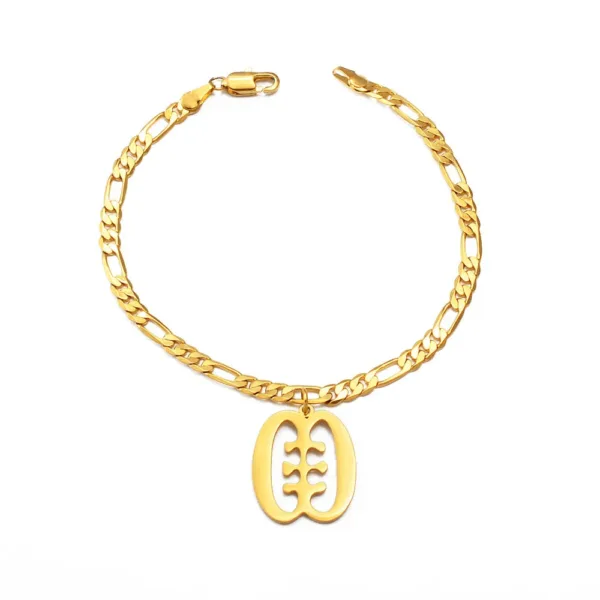 Ornement africain or, élégant bracelet symbole Adinkra
