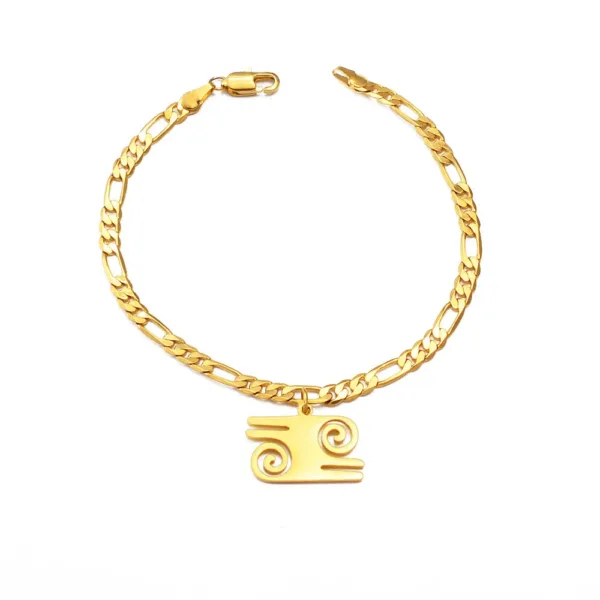 Bracelet or artisanal, représentation Adinkra authentique