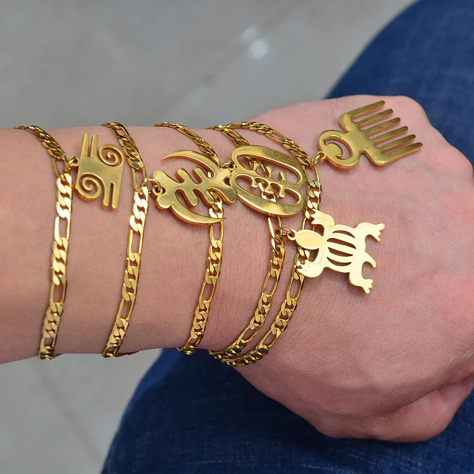 Bracelet Adinkra en or, design africain élégant