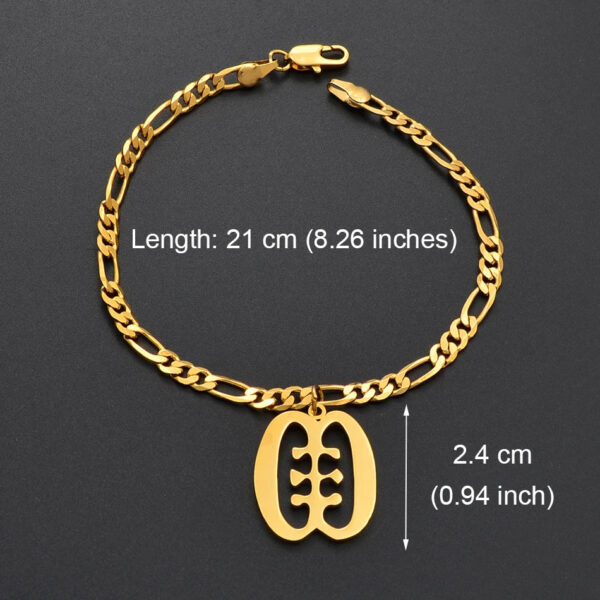 Bracelet unique or, symbolique Adinkra traditionnelle