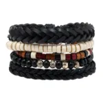 Bracelet tribal unique fait main en cuir