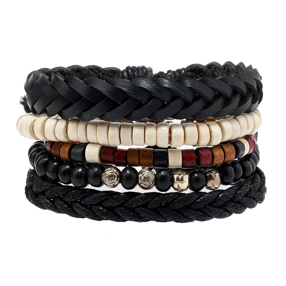 Bracelet tribal unique fait main en cuir