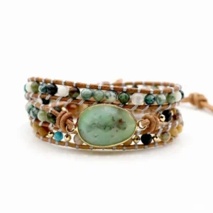 Bracelet Africain Wrap en Amazonite