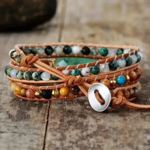 Bracelet Wrap en Amazonite, style africain unique