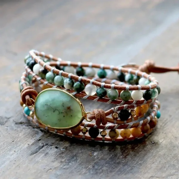 Bijou africain wrap, éclats d'Amazonite naturelle