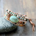 Accessoire africain, multiple enroulements d'Amazonite