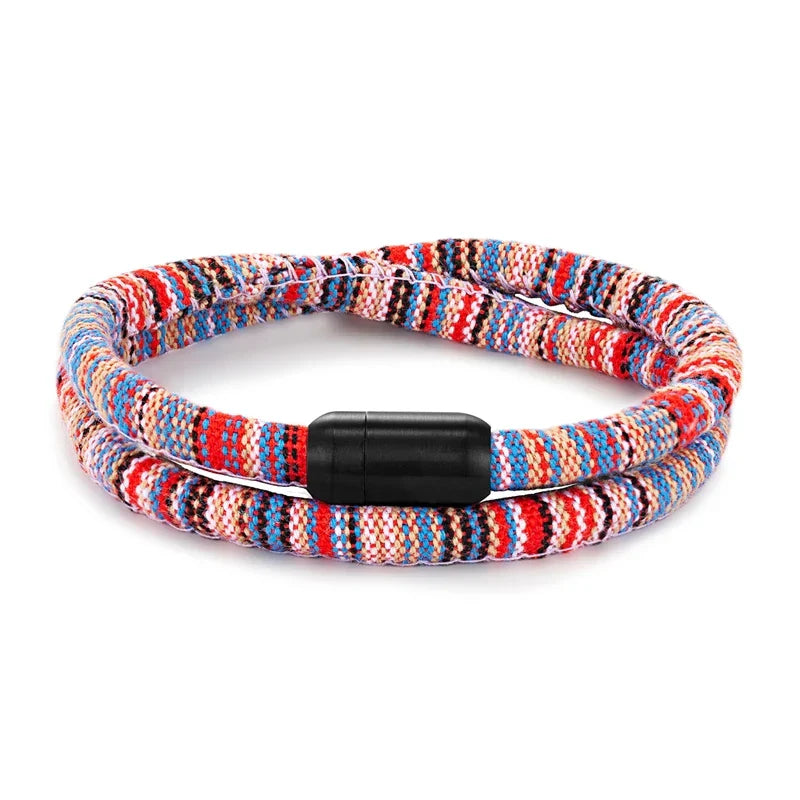 Bracelet Corde Africain en rose