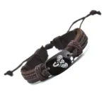 Bracelet en cuir tressé avec os de yak, style africain