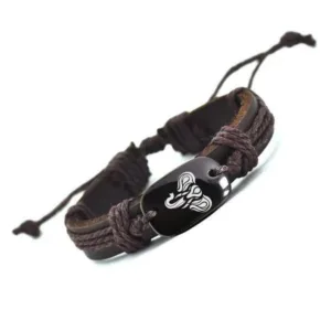 Bracelet en cuir tressé avec os de yak, style africain