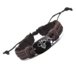 Bracelet africain en cuir tressé, orné d'os de yak