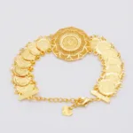 Bracelet en or avec motif de pièce de monnaie, chic