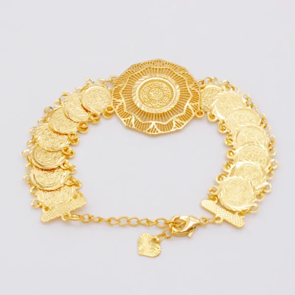 Bracelet en or avec motif de pièce de monnaie, chic