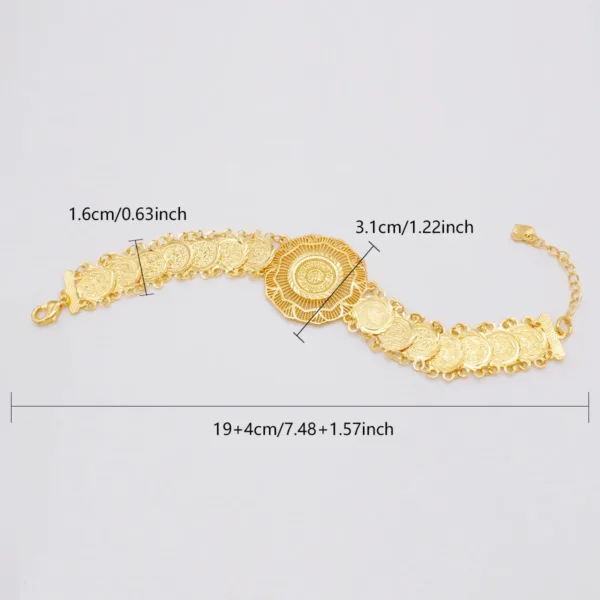 Bracelet or traditionnel africain, pièce de monnaie intégrée