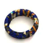 Bracelet Wax Bleu et Orange en tissus africains colorés