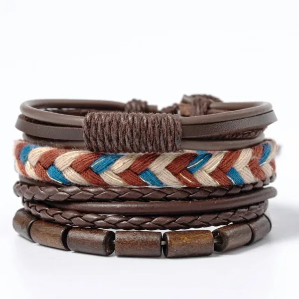 bracelets-homme-cuir-tresse-style-tribal-1 Bracelets Cuir Tressé pour Hommes Style Tribal