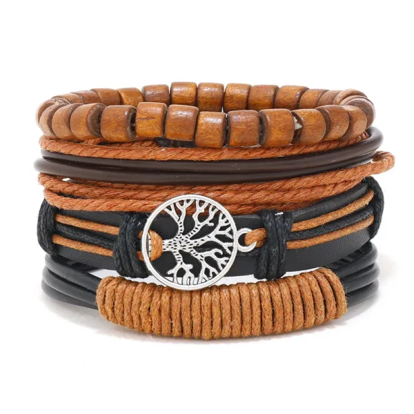 Bracelets Cuir Tressé pour Hommes Style Tribal - vue 3