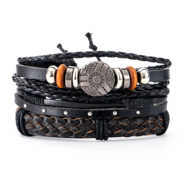 Bracelets Cuir Tressé pour Hommes Style Tribal - vue 4