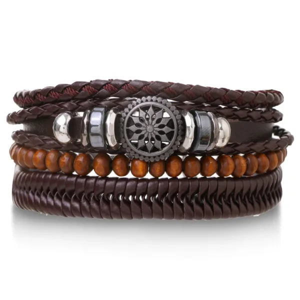 Bracelets Cuir Tressé pour Hommes Style Tribal - vue 5