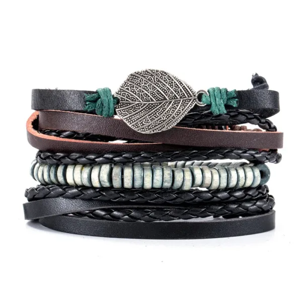 Bracelets Cuir Tressé pour Hommes Style Tribal - vue 6
