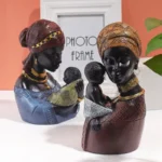 Sculpture Femme Africaine portant son enfant