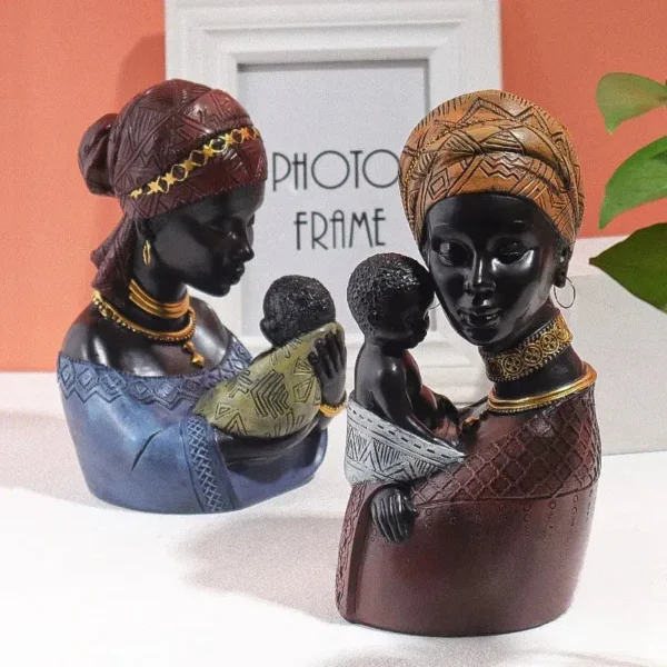 Sculpture Femme Africaine portant son enfant