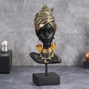 Sculpture de buste femme en résine, style africain