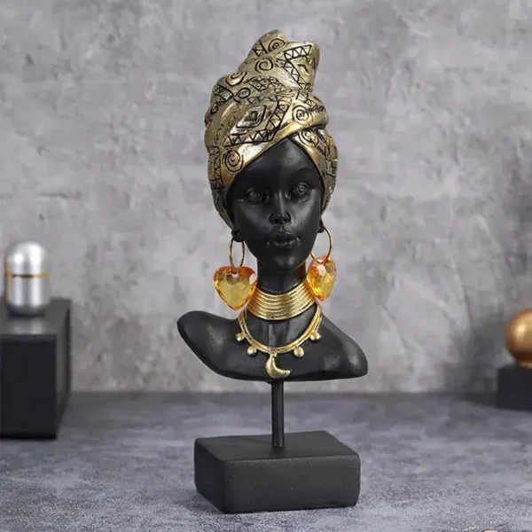 Sculpture de buste femme en résine, style africain