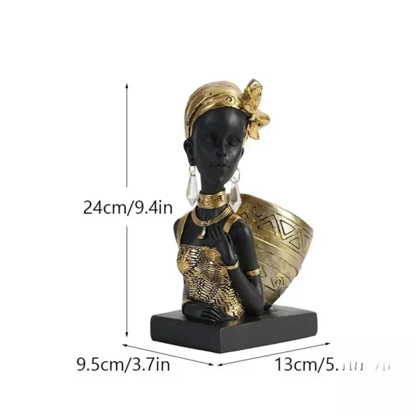 Buste femme en résine, accent décoratif africain