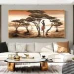 Tableau Africain avec motifs géométriques vibrants