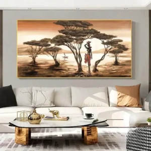 Tableau Africain avec motifs géométriques vibrants