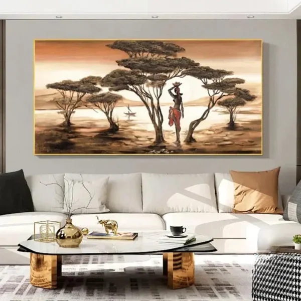 Tableau Africain avec motifs géométriques vibrants
