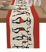 Chemin de table africain en lin, décoration élégante