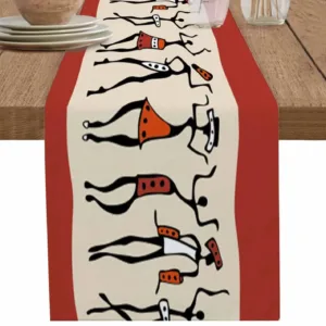 Chemin de table africain en lin, décoration élégante