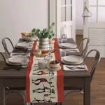 Chemin de table en lin, motifs africains vibrants