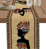 Chemin de table africain marron pour décoration élégante