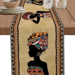 Chemin de table africain marron pour décoration élégante