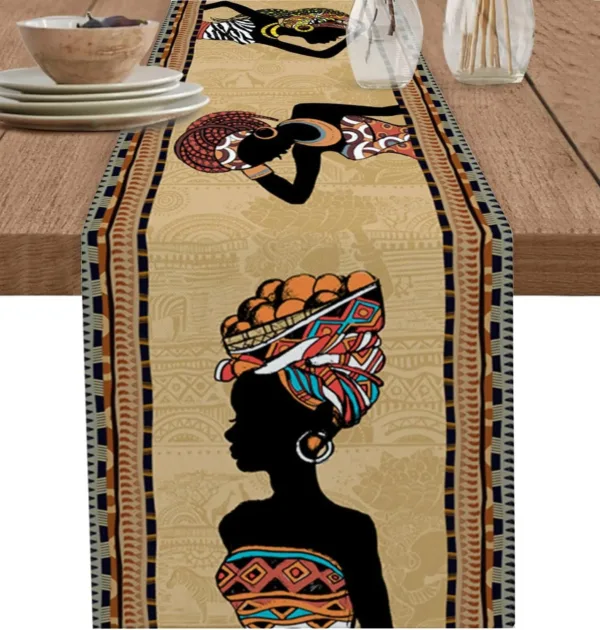 chemin-de-table-africain-marron-1 Chemin de table africain marron pour décoration élégante