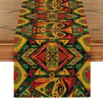 Chemin de table africain rouge et orange