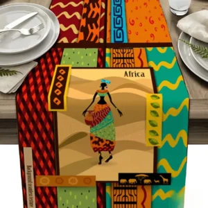 Chemin de table africain aux motifs ethniques colorés
