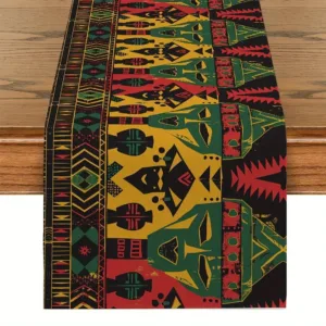 Chemin de table africain imprimé aux motifs traditionnels