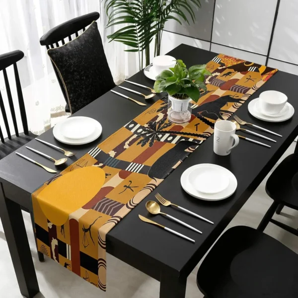 Nappe et chemin de table motif femme africain chic