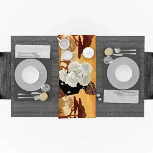 Nappe africaine avec design savane, ambiance chaleureuse